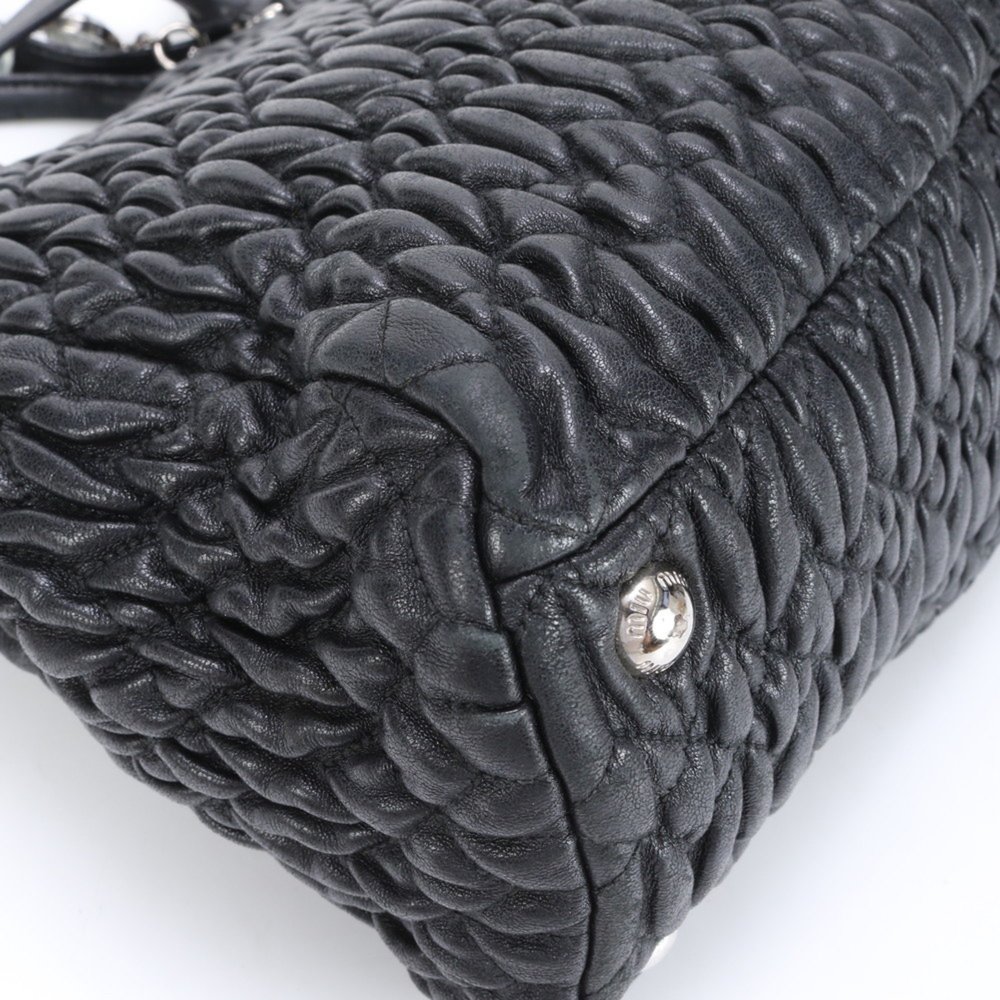 MIU MIU Matelasse Nappa Crystal Leather Shoulder Bag Black - Picture 10 of 15